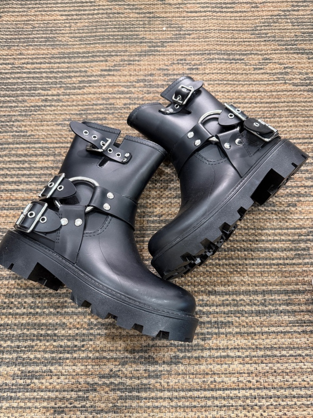 Jeffrey Campbell Black Buckle Combat Boots - Women's